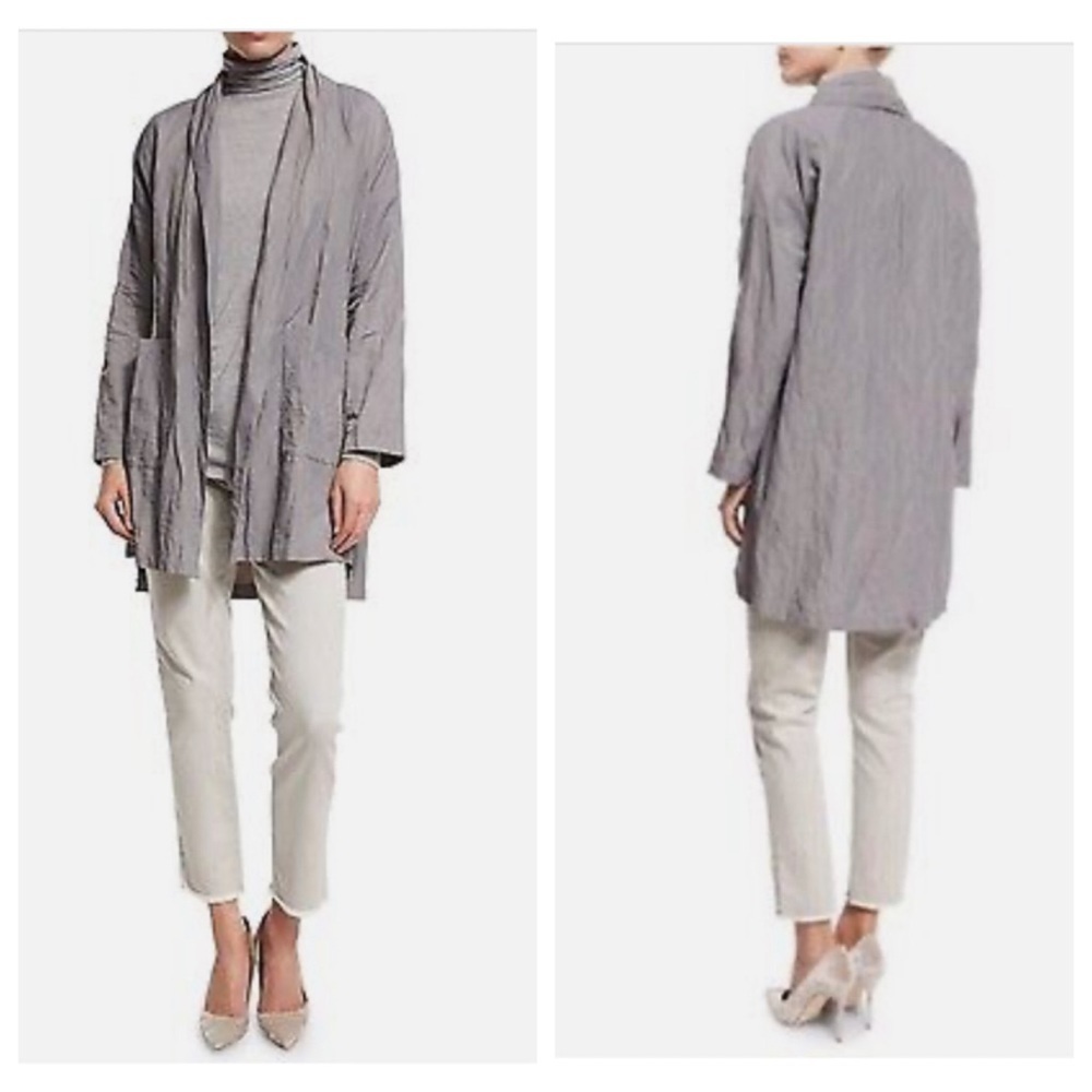 Eileen Fisher Smoke Textured Organic Cotton Blend Kimono Coat